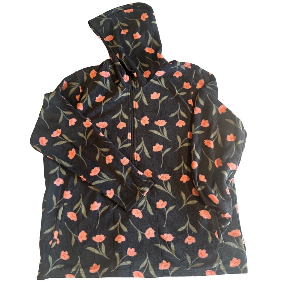 O'Neill Fleece Hoodie 3/4‎ Zip Floral Print Women's Size XXL